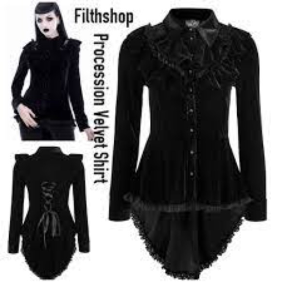 Killstar Tops - MOVING SALE KILLSTAR PROCESSION VELVET SHIRT M